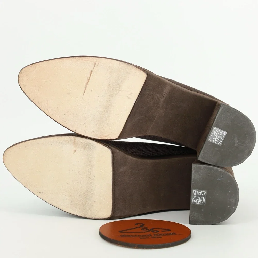 Eileen Fisher Signy Size 11 Stretch Pump Heel Chunky Block Heel‎ Brown Leather